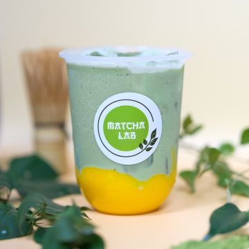 Mango foam matcha latte